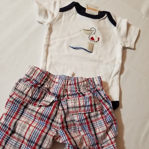 Gymboree Pelican Catch 0-3 Month Outlet Bodysuit NWT. VG Used Shorts. - Picture 4 of 4